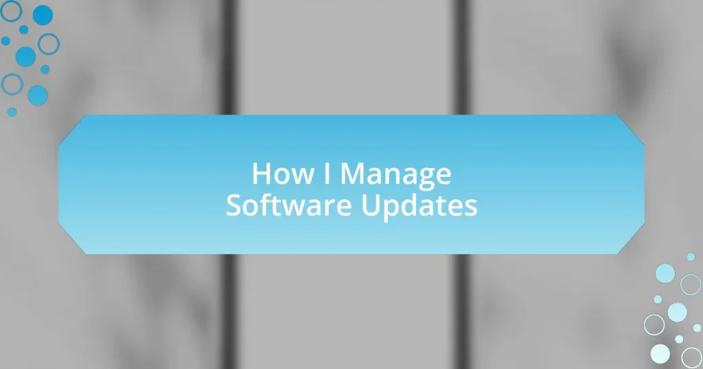 How I Manage Software Updates