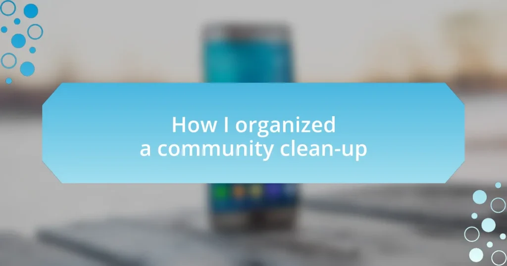 How I organized a community clean-up