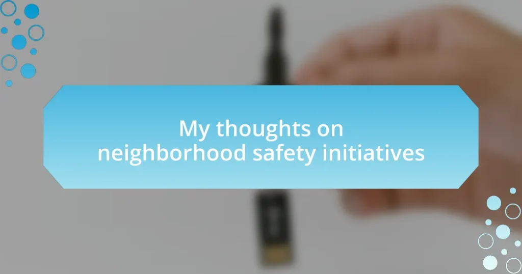 My thoughts on neighborhood safety initiatives