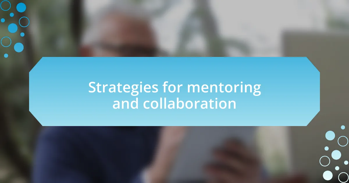 Strategies for mentoring and collaboration