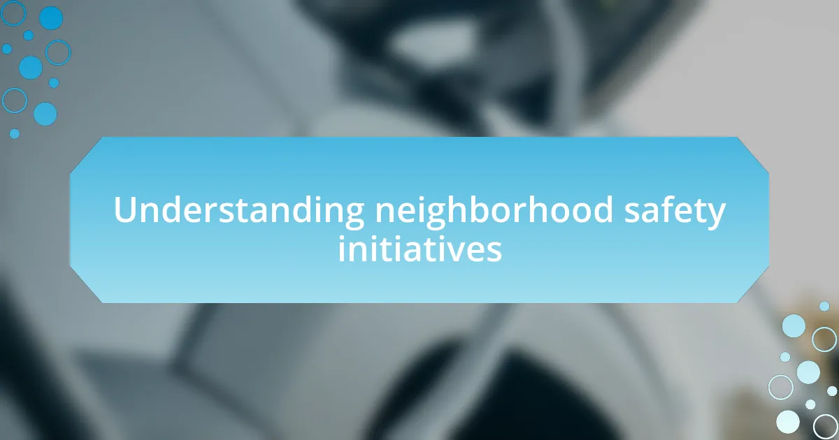 Understanding neighborhood safety initiatives